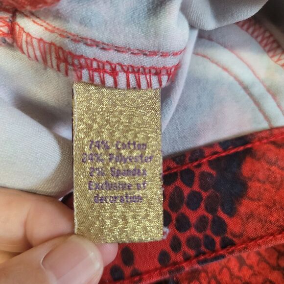 Red Snake Print Women Jeans - Picture 9 of 11